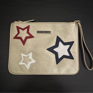 Tommy Hilfiger Gold and Red Clutch with Star Accents